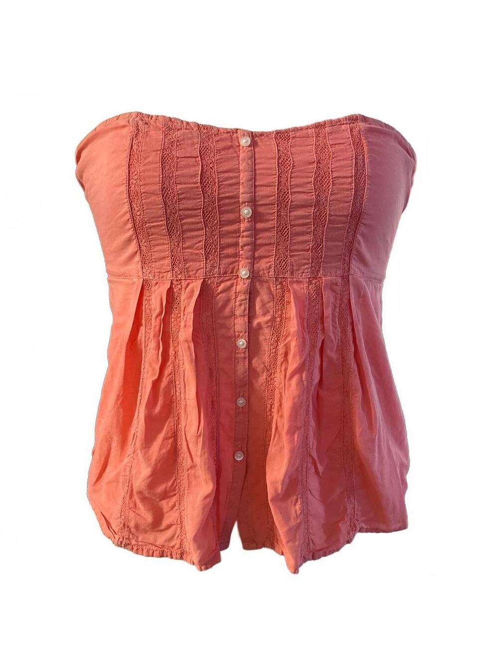 Size XL Aerie Y2K Coral Pink Lace Corset Tube Top